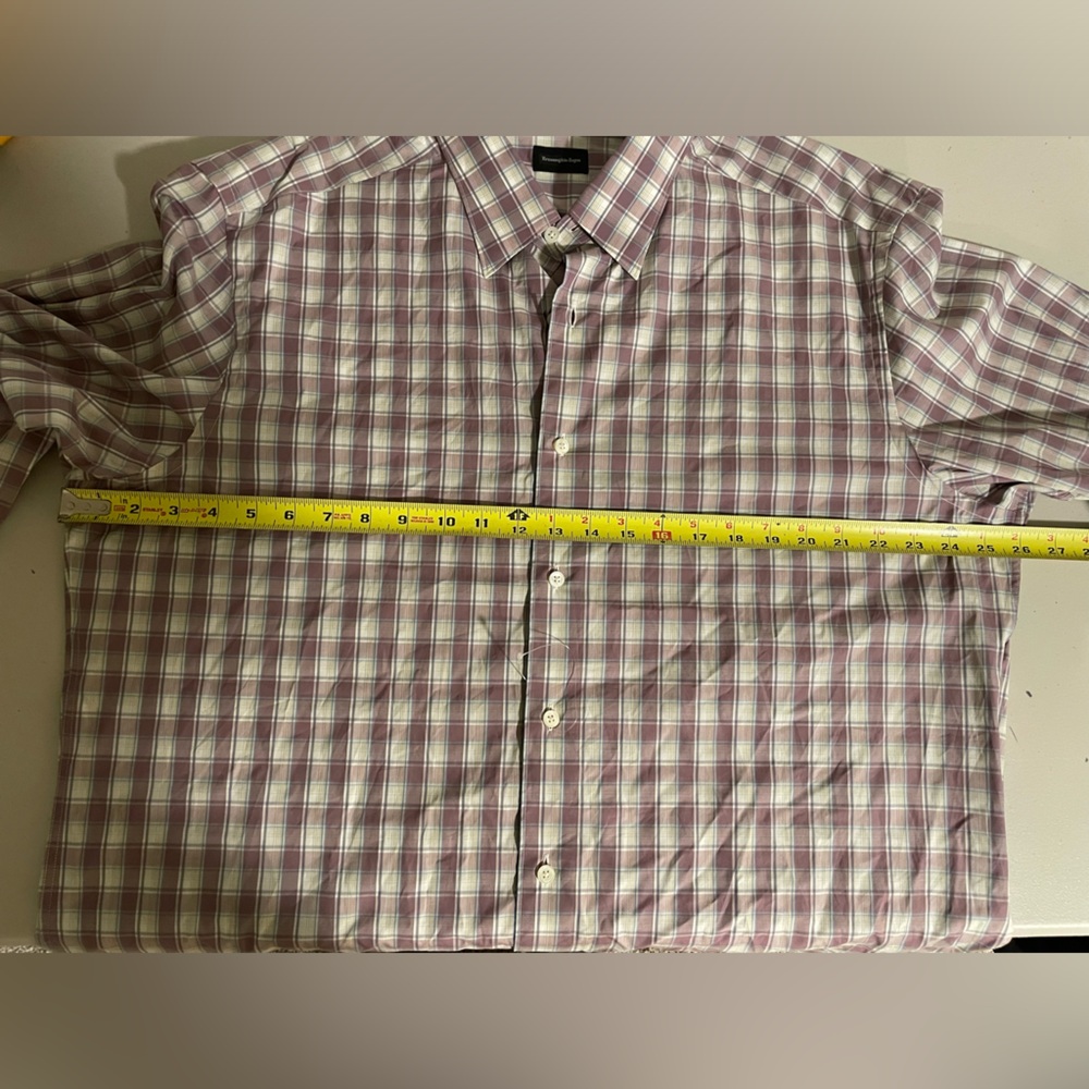 Ermenegildo Zega NWT Plaid Long Sleeve Button Down Dress Shirt Men’s XXL - Picture 7 of 8